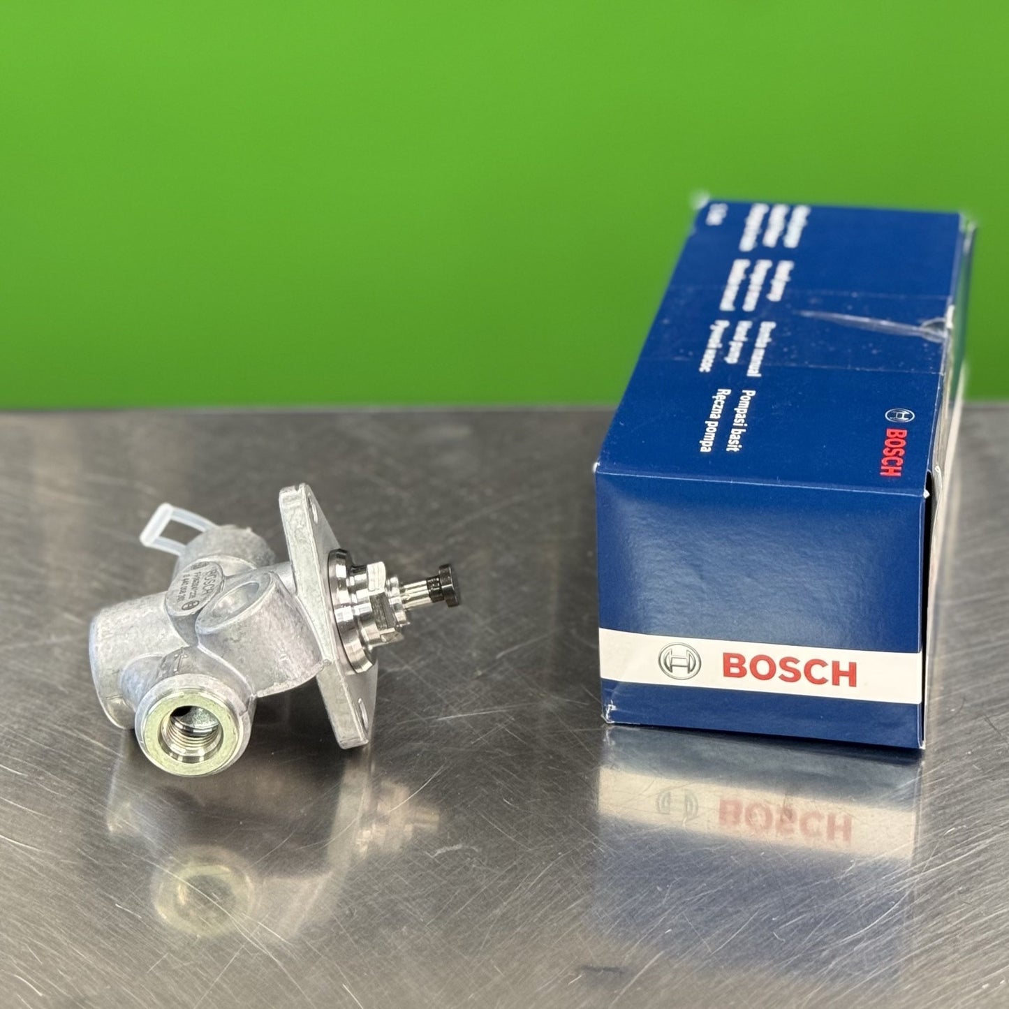 Close-up of Bosch mechanical fuel lift pump 0440008201 showing precision fittings and construction