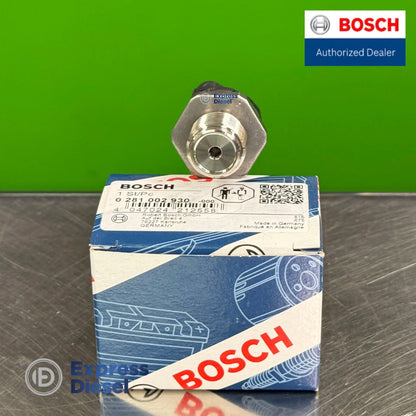 bosch 0281002930 diesel common rail pressure sensor displayed with original packaging