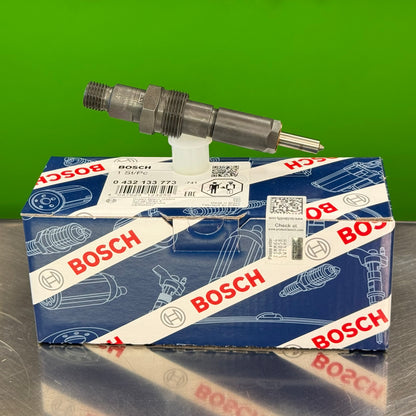 0432133773 bosch fuel injector side vertical view with bosch box