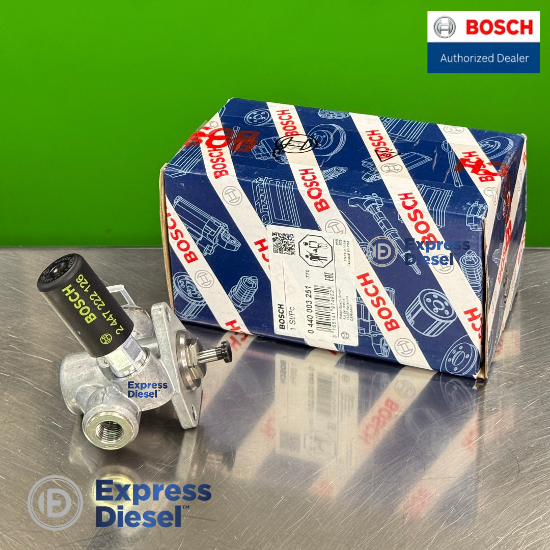 Side view of Bosch 0440003251 mechanical supply pump with hand primer pump