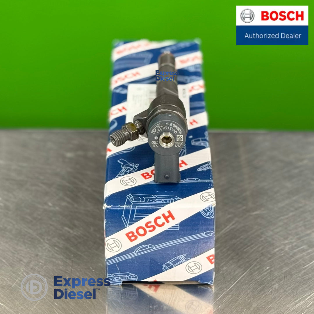 0305BAB02221N genuine Bosch fuel injector standing top solenoid and part number view