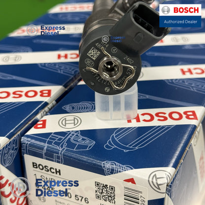 Close-up of the electrical connector on Bosch 0445110576 diesel fuel injector