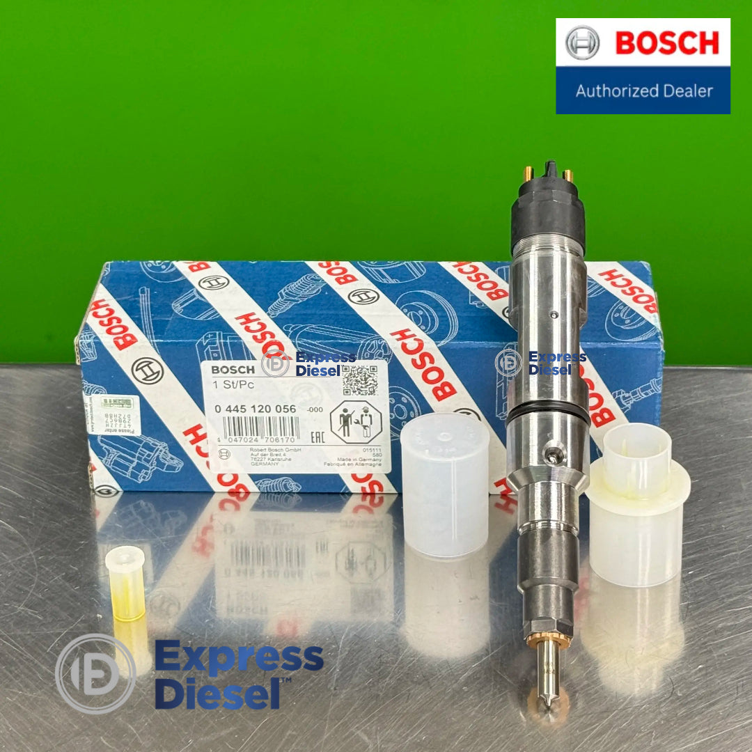 genuine bosch 0445120056 fuel injector with original bosch packaging and protective caps for man d2848 diesel engines