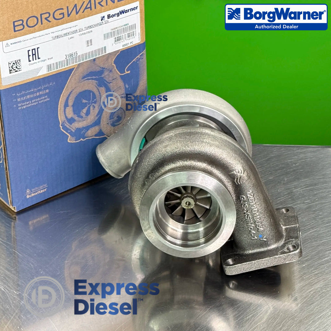 new borgwarner 318615 s2a turbocharger turbine housing and outlet view for john deere 4045t engines