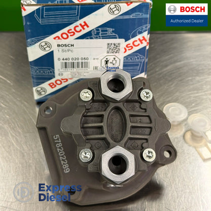 close up of bosch 0440020050 diesel gear pump housing with fp zp5v l1s identification markings