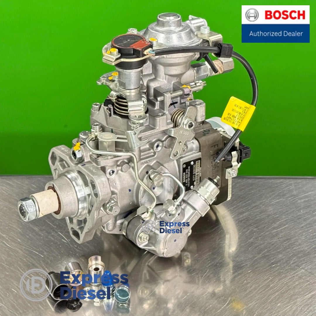 angled view of brand new bosch 0460423035 diesel injection pump for mahindra td ne364 tier iii engine