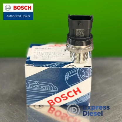 Rear angle view of Bosch 0281006053 fuel pressure sensor for common rail system