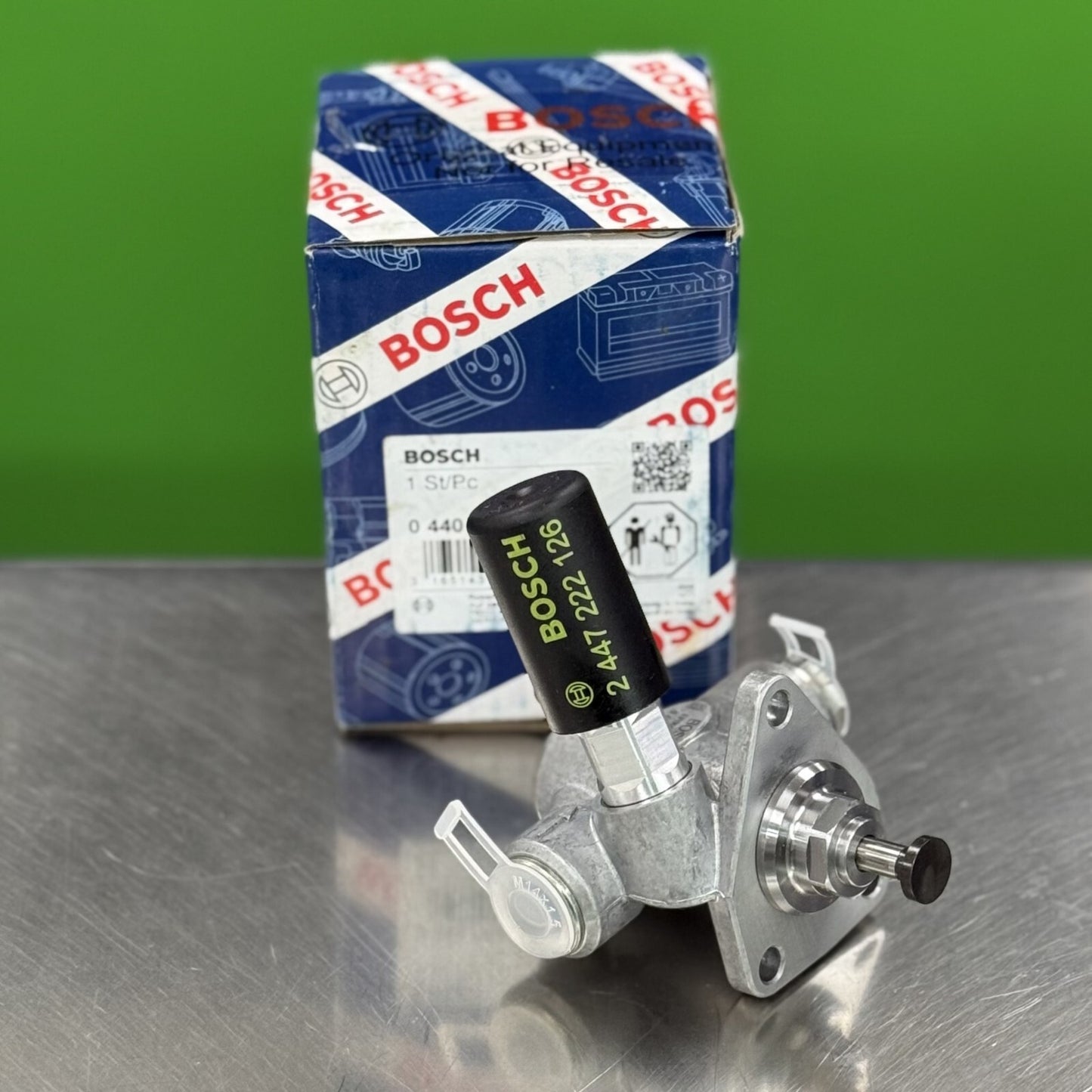 Side view of Bosch 0440008089 diesel fuel supply pump showing housing and mounting bracket