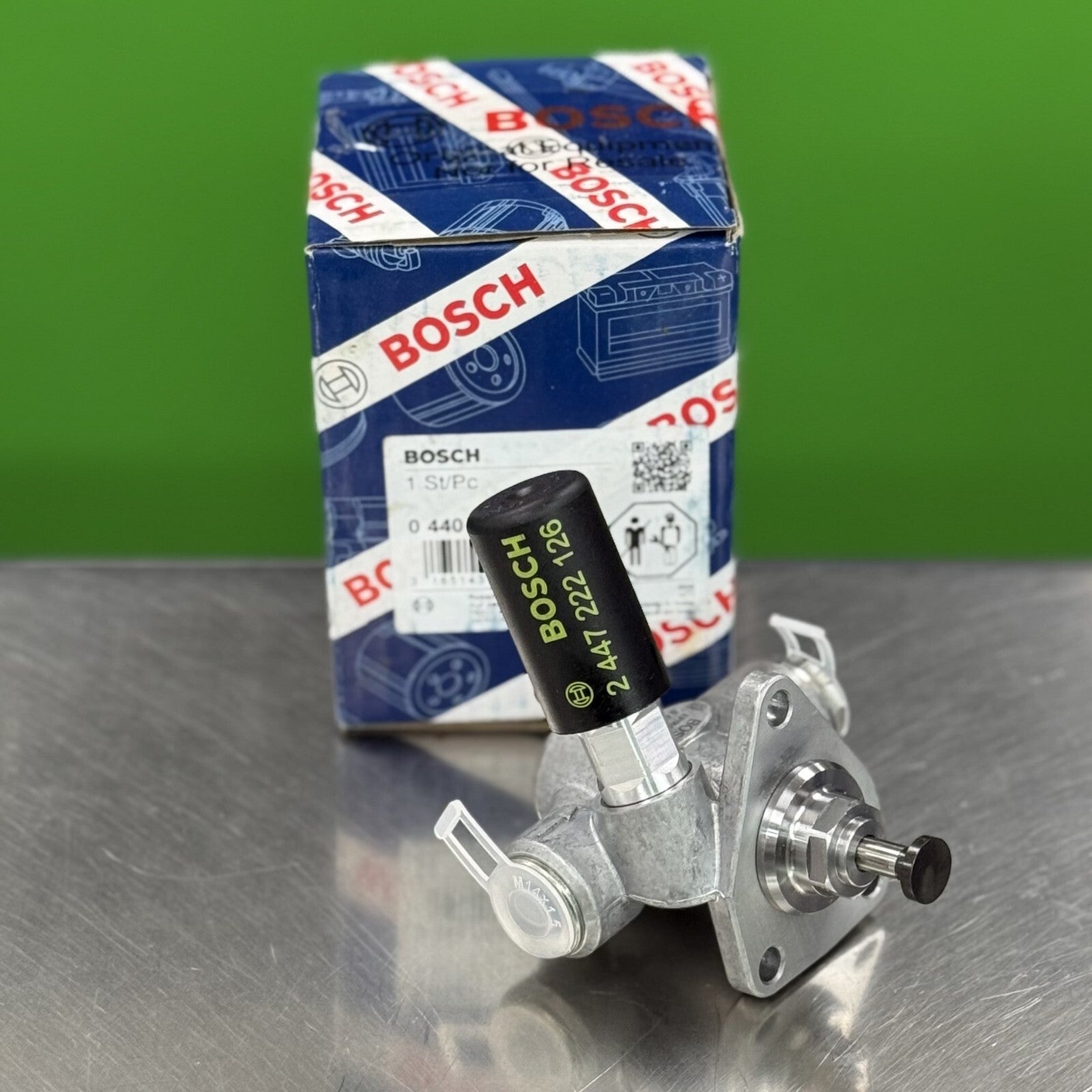 Side view of Bosch 0440008089 diesel fuel supply pump showing housing and mounting bracket