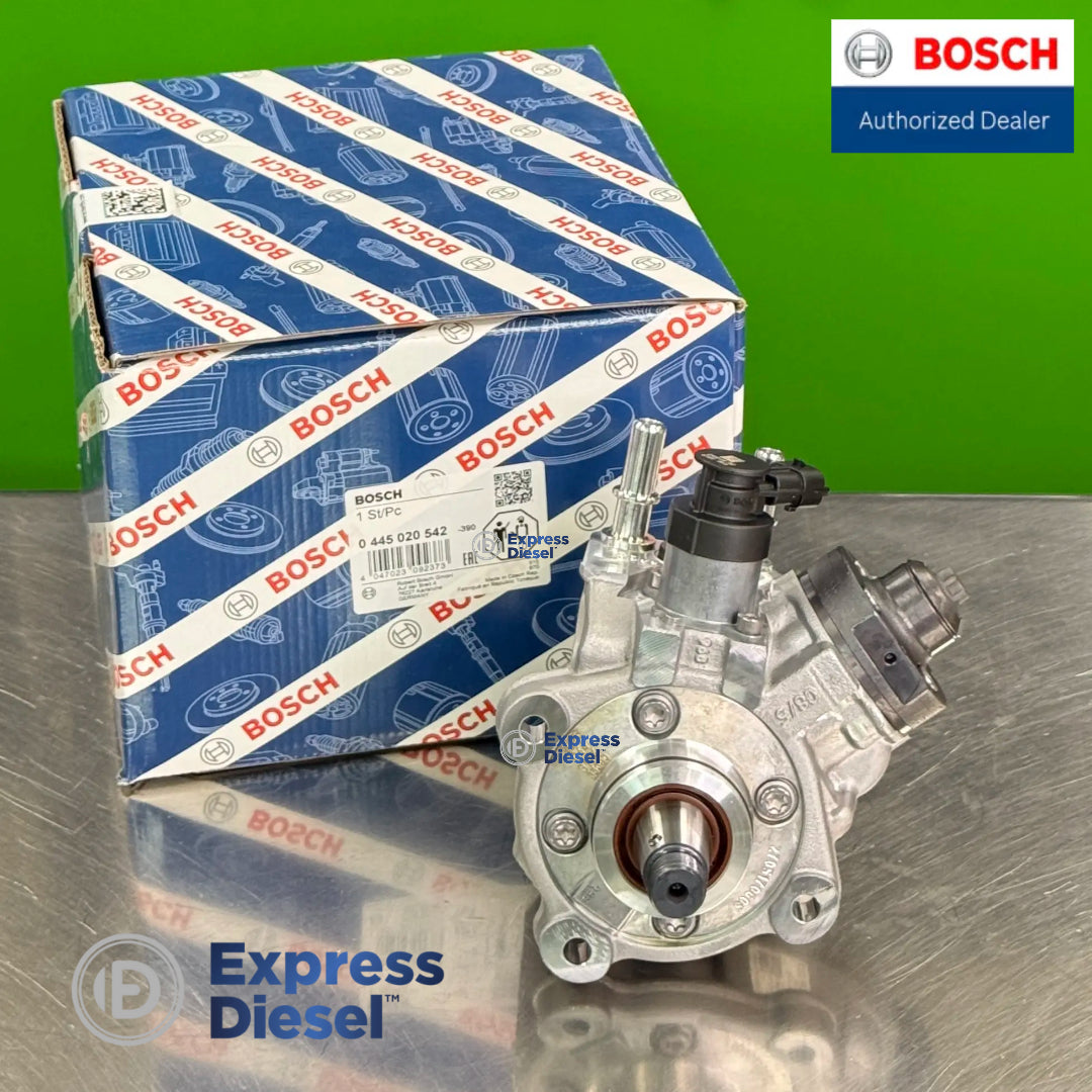 brand new genuine bosch 0445020542 fuel injection pump displayed with original bosch factory packaging