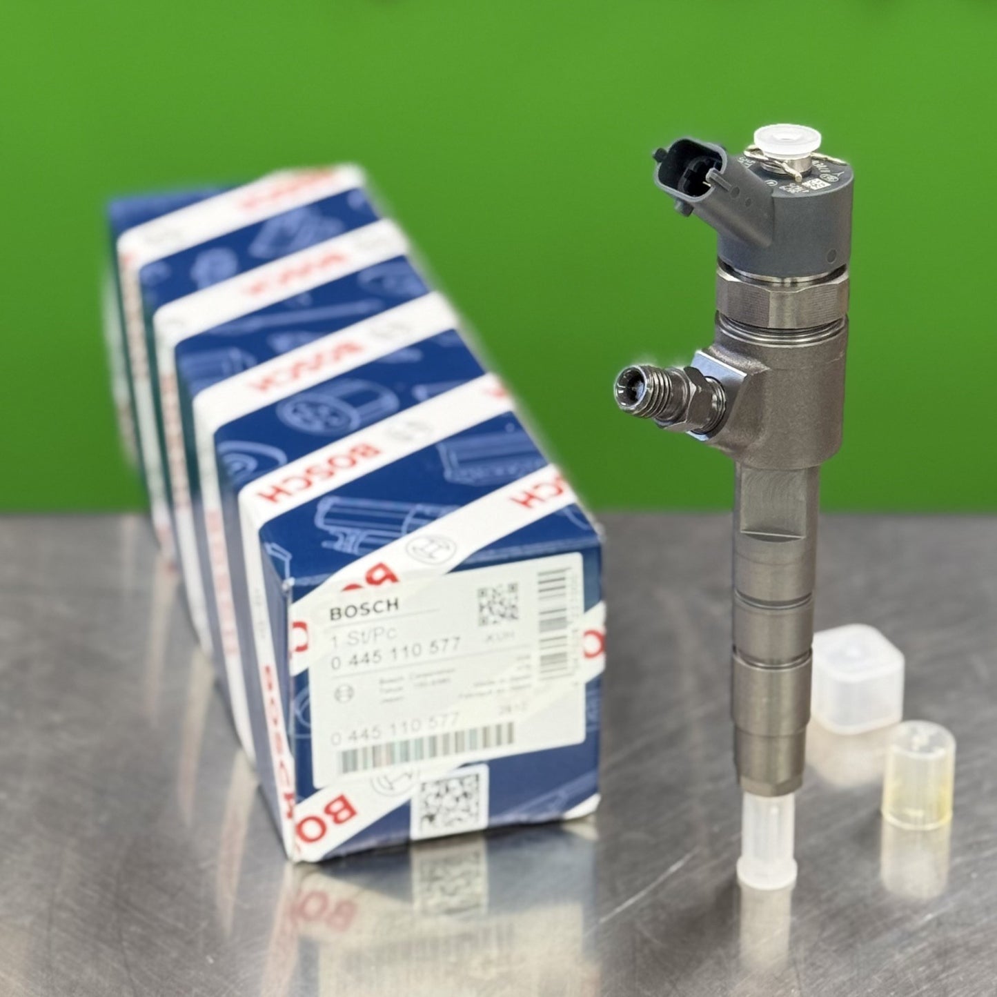 Side view of Bosch diesel fuel injector 0445110577 for Yanmar engine