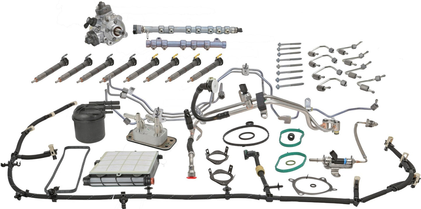 Fuel contamination kit components, including injectors, pump lines for Ford 6.7 Powerstroke