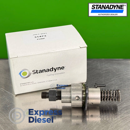 reverse side of stanadyne 31473 lister petter diesel fuel injection pump showing threaded fitting and exposed return spring